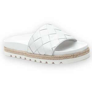 J/Slides ROLLIE White Leather Slides NIB Sz 8